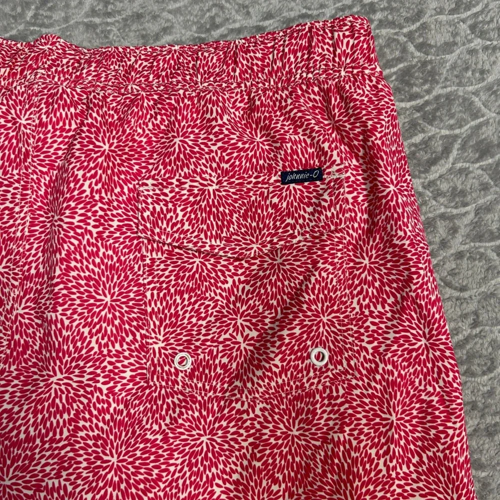 Johnnie O Mens Swim Trunks Shorts Pink Floral‎ Dandelion Print Size Medium